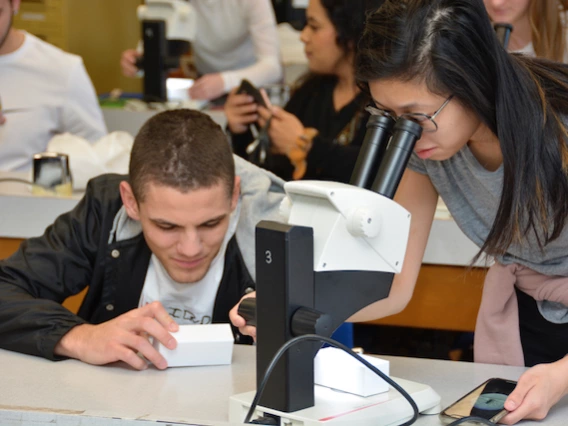 Two students working in a laboratory